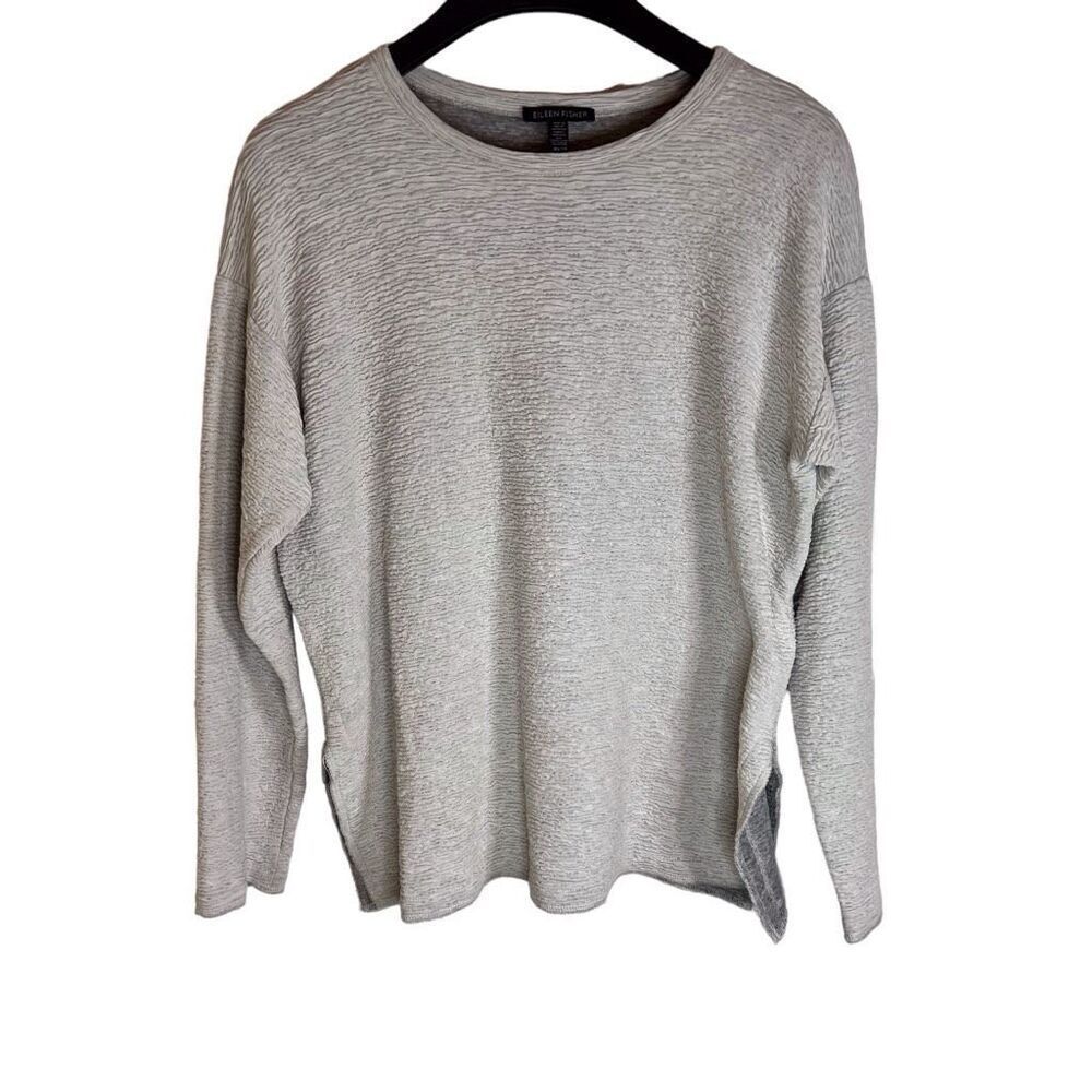 Eileen Fisher Womens Tencel‎ Textured Crew Neck Workwear Top Size XS Career Wear